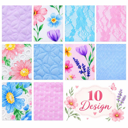 10Pc/Set, Making 10 Images 1pc Each, Each Size: 6.3*50cm Floral Mesh Gauze Lace Series Sliced Fabric Set Style Combination, Polyester Jelly Roll Fabric Strips, Pre-Cut Quilting Squares, For Quilting DIY, Handicrafts And Sewing, Blankets, Rugs, Interior De