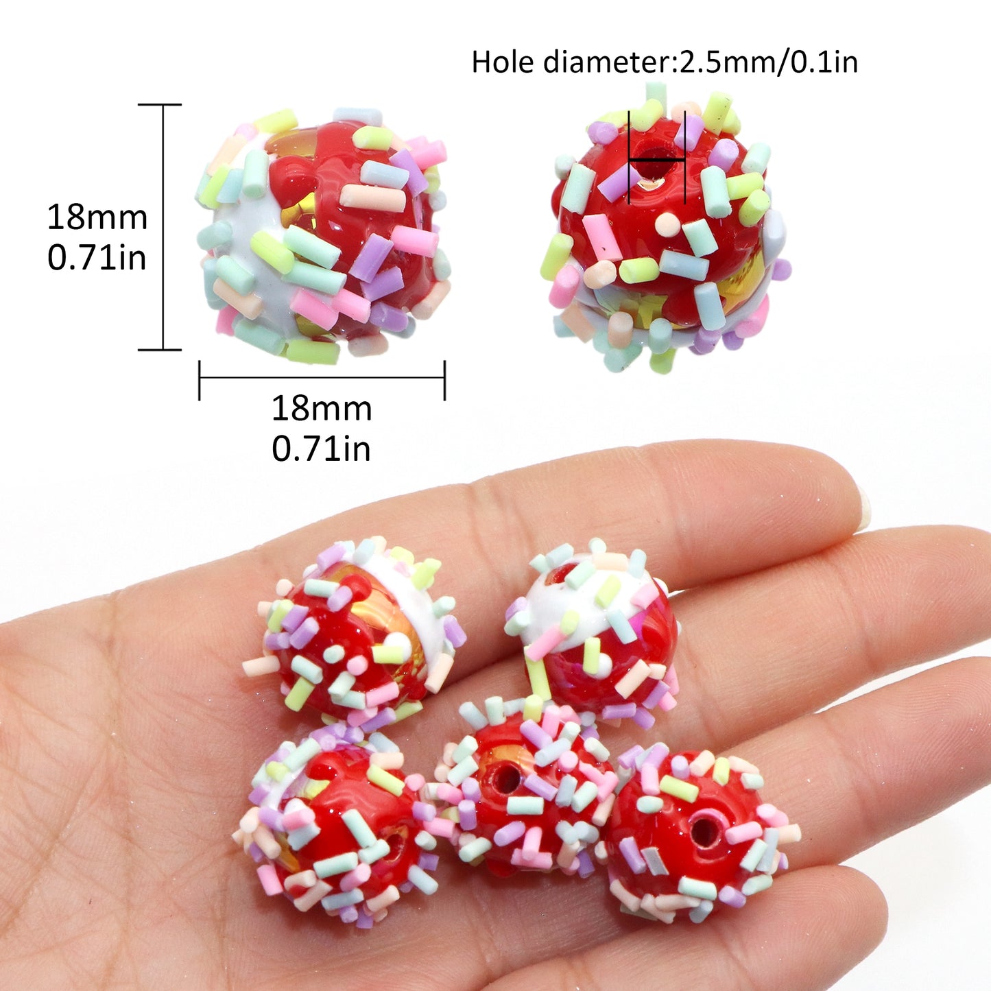 1pc Colorful Multi Bread crumbs Polymer Clay Beads, Loose Spacer Beads, Beads With Hole, DIY Jewelry Making Supplies For Bracelet, Necklace, Earrings, Charm Bangle Crafts