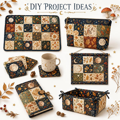 10Pc/Set Flower Leaves Moon Series Daisy Star Mushroom Galaxy Fat Quarter Fabric, Pre-Cut Square Fabric Assort, Fabric Set, Craft Fabric, Handmade DIY Patchwork Fabric,Home Quilting Sewing Fabric, Packaging Fabric, Scrapbooking Craft Hobbyist