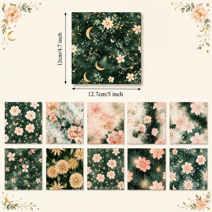 10pcs Charm Pack Set Floral Pattern Vintage Style Handmade DIY with Rich Color and Texture Elements 100% Polyester Patchwork in 10 Design Styles Suitable for Patchwork DIY Craft Projects DIY Wallet Making Gift Giving Bag Making Mother's Day Gift