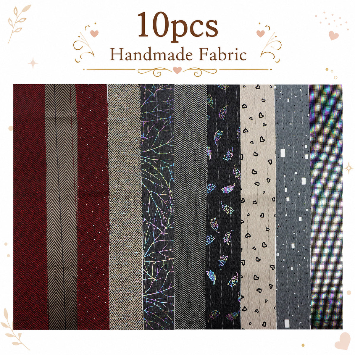 10pcs Vintage Plain Solid Pattern Jelly Roll Fabric Strips 2.5X19.7inch Pre-cut 100% Polyester for Patchwork Quilts, Table Runners, Placemats, Tote Bags, Storage Pouches, Makeup Bags, Coasters, Quilt Blocks & Binding Multi-color
