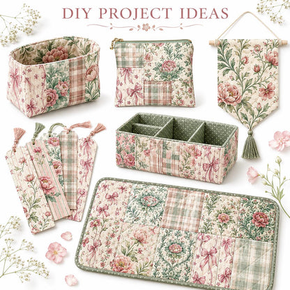 10pcs Charm Pack Set Floral Pattern 100% Polyester Patchwork in 10 Design Styles, Ready-to-Sew Without Cutting, Suitable For Patchwork Wallet Making Gift Giving Tote Bags Coasters DIY Craft Projects For Mother's Gift