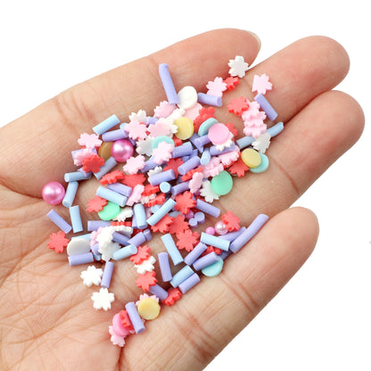 20g/pack Mixed Nail Art Polymer Clay Slices & Faux Pearl Beads - Star Flower Shaped,Unscented - Slime Charms for Resin, Lip Gloss DIY, Nail Art & Crafts