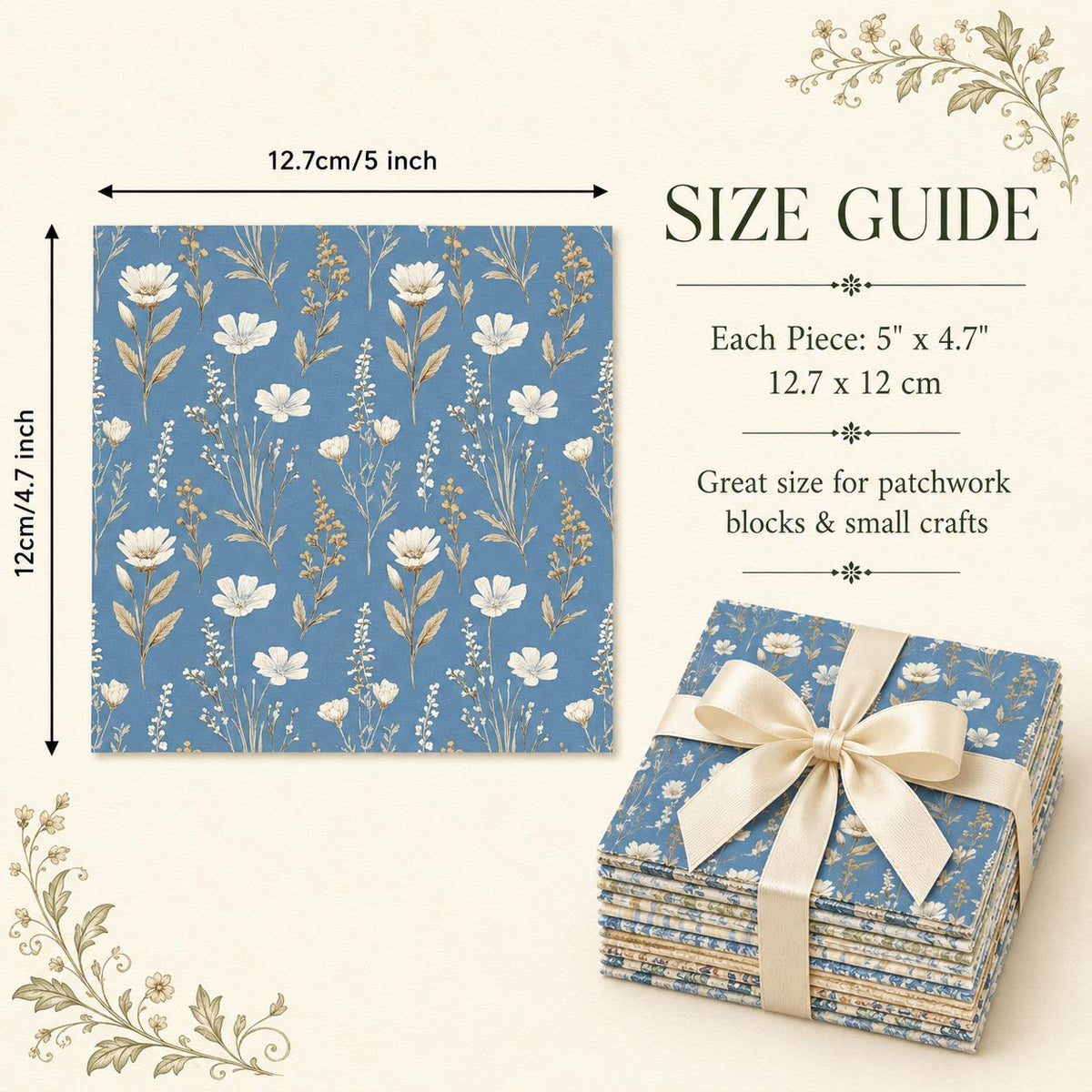 10pcs Charm Pack Set Floral Pattern Vintage Style Handmade DIY with Rich Color and Texture Elements 100% Polyester Patchwork in 10 Design Styles Suitable for Patchwork DIY Craft Projects DIY Wallet Making Gift Giving Bag Making Mother's Day Gift