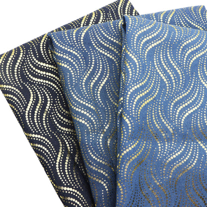 1Pc Golden Hot Stamping dot wave Pre-Washed stripe Denim Fabric - 59x19.68inch(150x50cm)  DIY Crafts Projects, DIY Wallet Making