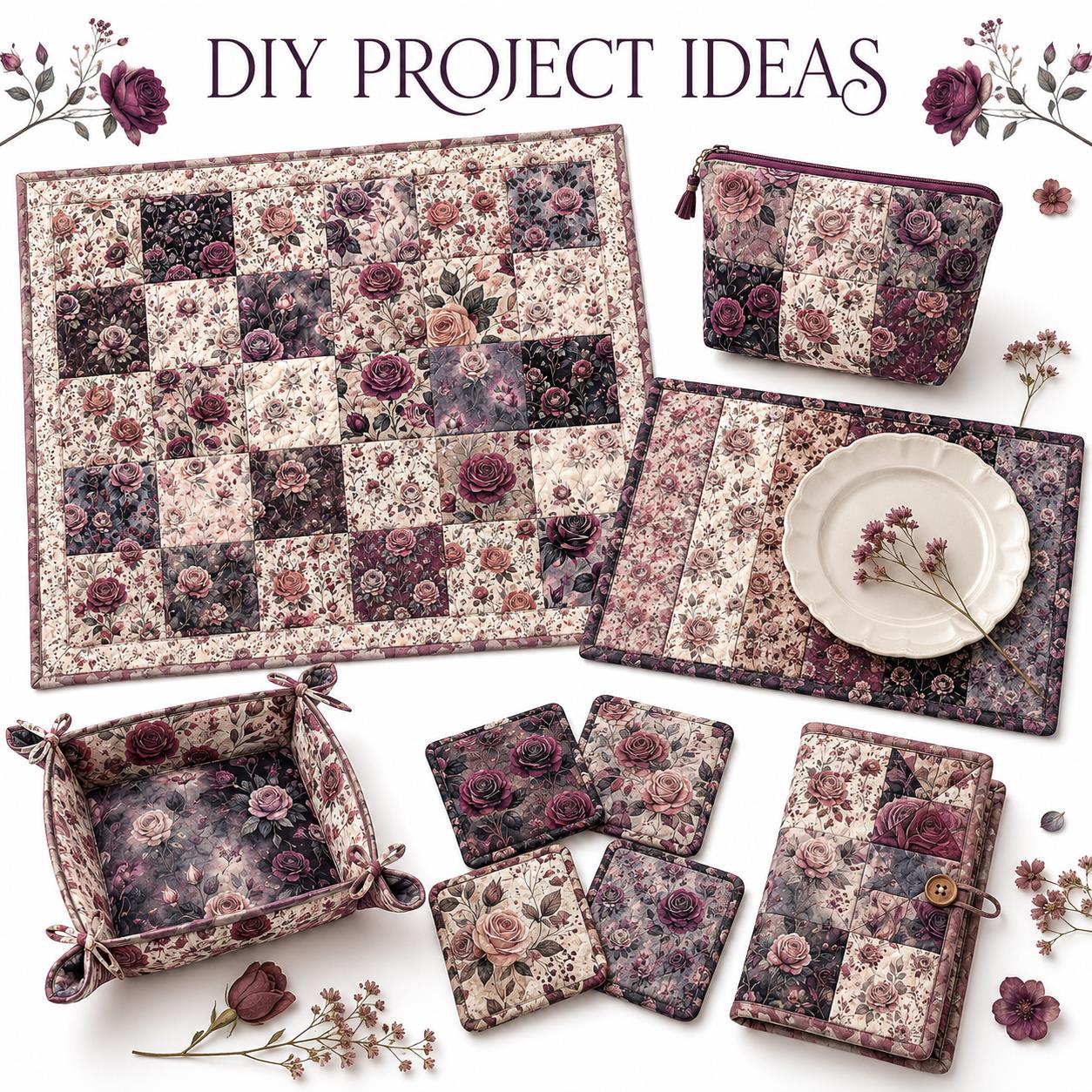 10pcs Charm Pack Set Floral Vintage Style Pattern Handmade DIY with Rich Color and Texture Elements 100% Polyester Patchwork in 10 Design Styles Suitable for Patchwork DIY Craft Projects DIY Wallet Making Gift Giving Bag Making Mother's Day Gift