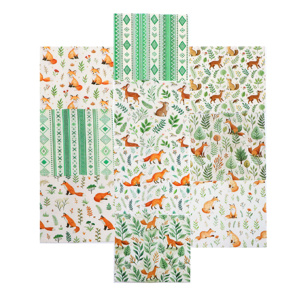 10pcs Charm Pack Set Geometric Fox Grass Pattern Vintage Style Handmade DIY with Rich Color and Texture Elements 100% Polyester Patchwork in 10 Design Styles Suitable for Patchwork DIY Craft Projects DIY Wallet Making Gift Giving Bag Making Mother's Day G