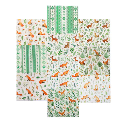 10pcs Charm Pack Set Geometric Fox Grass Pattern Vintage Style Handmade DIY with Rich Color and Texture Elements 100% Polyester Patchwork in 10 Design Styles Suitable for Patchwork DIY Craft Projects DIY Wallet Making Gift Giving Bag Making Mother's Day G
