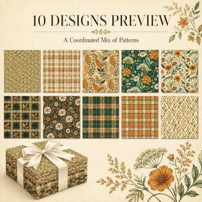 10pcs Charm Pack Set Floral Pattern Vintage Style Handmade DIY with Rich Color and Texture Elements 100% Polyester Patchwork in 10 Design Styles Suitable for Patchwork DIY Craft Projects DIY Wallet Making Gift Giving Bag Making Mother's Day Gift