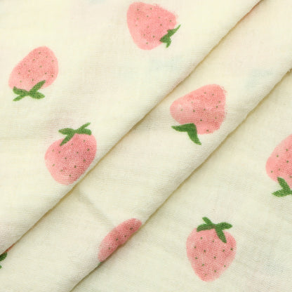 1pc Strawberry Pattern Gauze Yarn Fabric -51.18 x19.68inch Polyester Craft Fabrics, Breathable & Lightweight, Perfect for DIY Handmade Projects, Doll Clothes Fabric, Sewing, Hair Ties, Patchwork