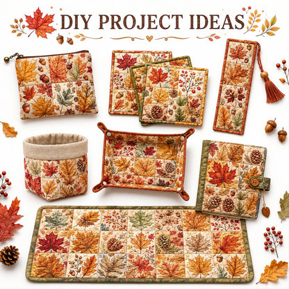 10Pc/Set Fall Autumn Series Maple Leaf Pinecones Fat Quarter Fabric, Pre-Cut Square Fabric Assort, Fabric Set, Craft Fabric, Handmade DIY Patchwork Fabric,Home Quilting Sewing Fabric, Packaging Fabric, Scrapbooking Craft Hobbyist