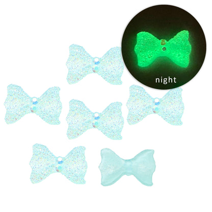 20Pcs/pack Glow in the Dark Acrylic Beads Bowknot Shaped Plain Solid Color for Jewelry Making DIY Bracelet Necklace Chain Earrings Charm Decors For Nail Art Design Crafts Jewelry Accessories