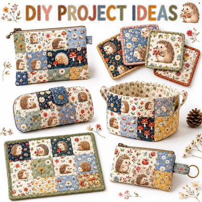 10Pc/Set Flower Hedgehog Series Strawberry Ladybug MushroomFat Quarter Fabric, Pre-Cut Square Fabric Assort, Fabric Set, Craft Fabric, Handmade DIY Patchwork Fabric,Home Quilting Sewing Fabric, Packaging Fabric, Scrapbooking Craft Hobbyist