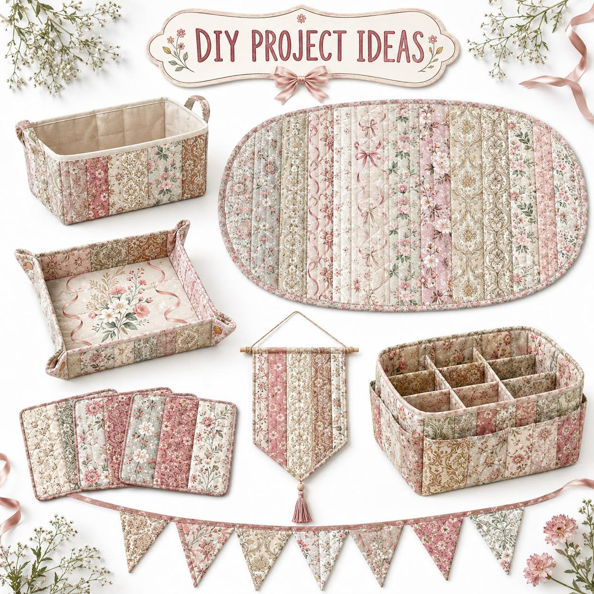 10pcs Vintage Floral Pattern Jelly Roll Fabric Strips 2.5X19.7inch Pre-Cut 100% Polyester For Patchwork Quilts, Table Runners, Placemats, Tote Bags, Storage Pouches, Makeup Bags, Coasters, Quilt Blocks & Binding