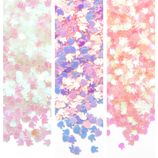 20g/pack Holographic Laser Rabbit Shaped Sequins,PVC Flakes for DIY Crafts,Jewelry Making DIY Nail Art Decorative Accessories,Perfect for New Year, Birthday, Wedding, Bridal Shower Celebrations and Easter Decorations