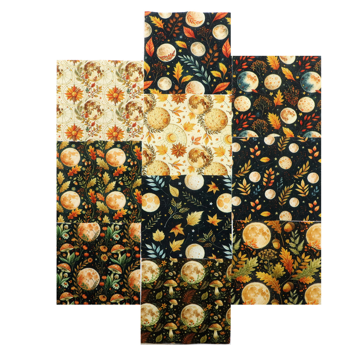 10Pc/Set Flower Leaves Moon Series Daisy Star Mushroom Galaxy Fat Quarter Fabric, Pre-Cut Square Fabric Assort, Fabric Set, Craft Fabric, Handmade DIY Patchwork Fabric,Home Quilting Sewing Fabric, Packaging Fabric, Scrapbooking Craft Hobbyist