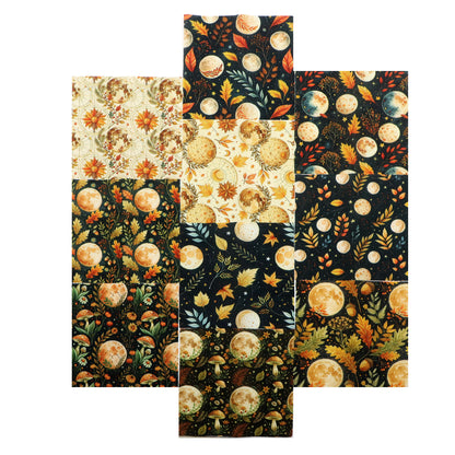 10Pc/Set Flower Leaves Moon Series Daisy Star Mushroom Galaxy Fat Quarter Fabric, Pre-Cut Square Fabric Assort, Fabric Set, Craft Fabric, Handmade DIY Patchwork Fabric,Home Quilting Sewing Fabric, Packaging Fabric, Scrapbooking Craft Hobbyist