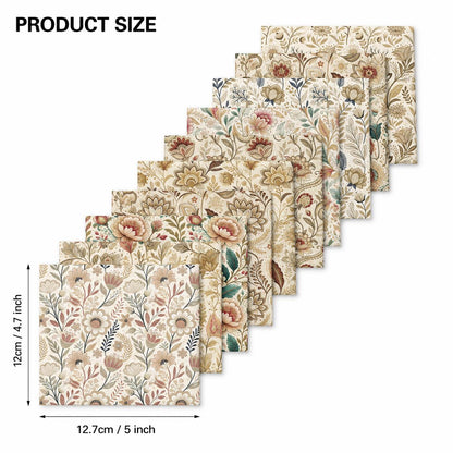 10pcs Charm Pack Set Floral Vintage Style Pattern Handmade DIY with Rich Color and Texture Elements 100% Polyester Patchwork in 10 Design Styles Suitable for Patchwork DIY Craft Projects DIY Wallet Making Gift Giving Bag Making Mother's Day Gift