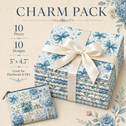 10pcs Charm Pack Set Floral Rose Bow Pattern Vintage Style Handmade DIY with Rich Color and Texture Elements 100% Polyester Patchwork in 10 Design Styles Suitable for Patchwork DIY Craft Projects DIY Wallet Making Gift Giving Bag Making Mother's Day Gift