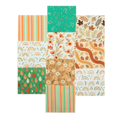 10pcs Charm Pack Set Floral Stripe Pattern Vintage Style Handmade DIY with Rich Color and Texture Elements 100% Polyester Patchwork in 10 Design Styles Suitable for Patchwork DIY Craft Projects DIY Wallet Making Gift Giving Bag Making Mother's Day Gift