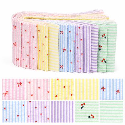 10pcs Vintage Love Striped Pattern Jelly Roll Fabric Strips 2.5X19.7inch Pre-Cut 100% Polyester For Patchwork Quilts, Table Runners, Placemats, Tote Bags, Storage Pouches, Makeup Bags, Coasters, Quilt Blocks & Binding