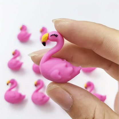 1pc Flamingo Silicone Bead Charms - Assorted Pink Shapes for Jewelry Making, DIY Beading Pens, Keychain Accessories & Handicraft Decorations