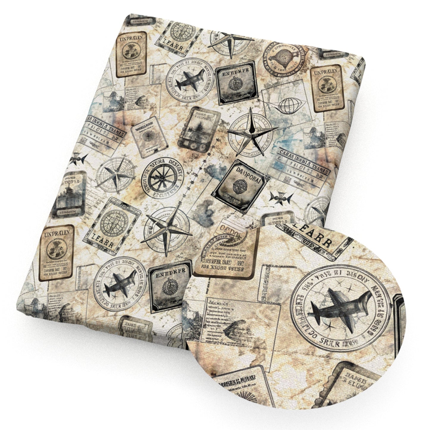 star starfish plane letters alphabet stamp fabric