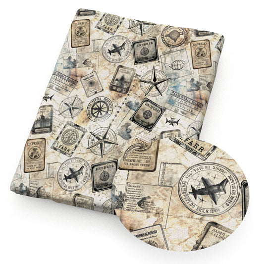 star starfish plane letters alphabet stamp fabric