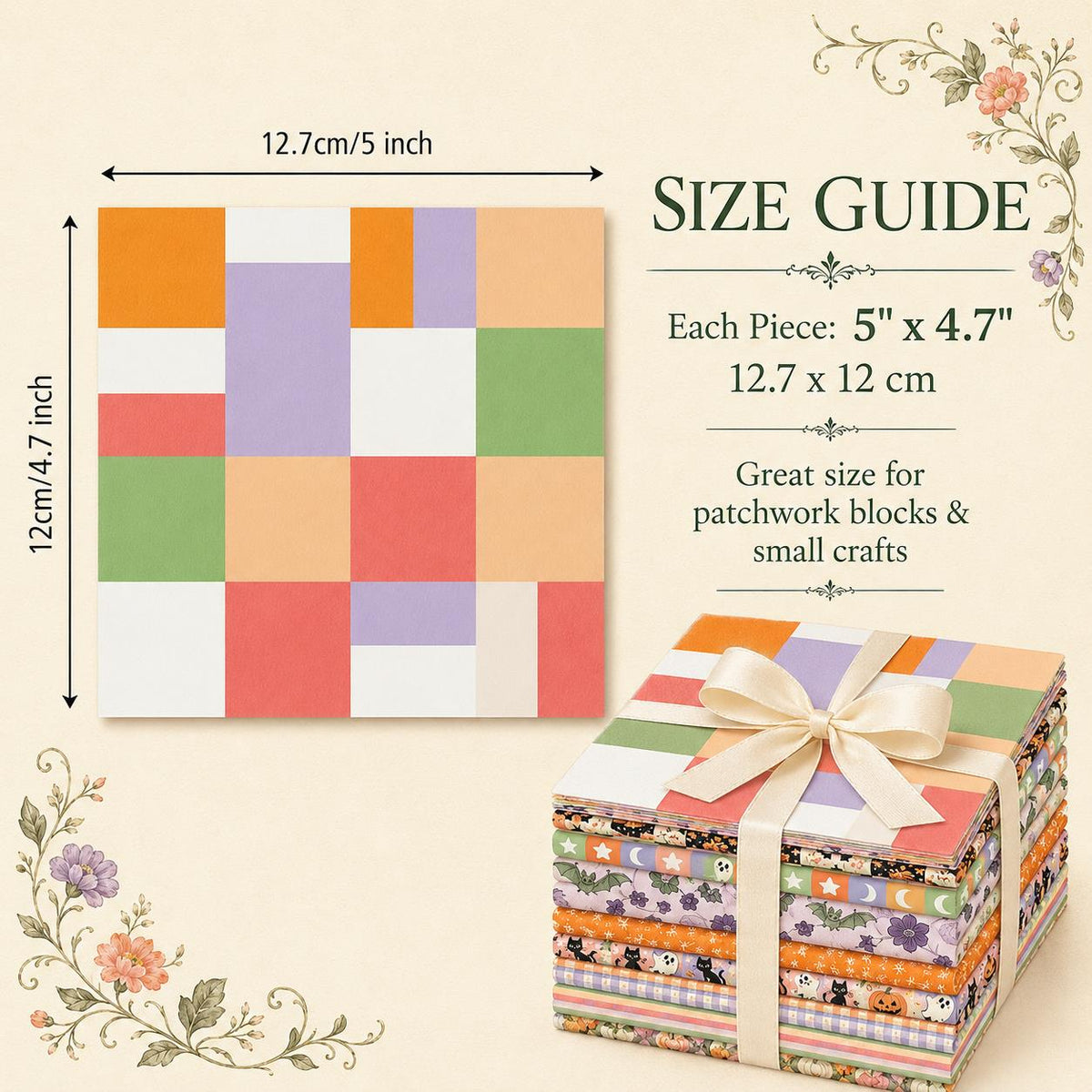 10pcs Charm Pack Set Bat Pumpkin Halloween Pattern Vintage Style Handmade DIY with Rich Color and Texture Elements 100% Polyester Patchwork in 10 Design Styles Suitable for Patchwork DIY Craft Projects DIY Wallet Making Gift Giving Bag Making Mother's Day