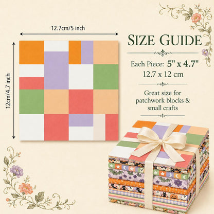 10pcs Charm Pack Set Bat Pumpkin Halloween Pattern Vintage Style Handmade DIY with Rich Color and Texture Elements 100% Polyester Patchwork in 10 Design Styles Suitable for Patchwork DIY Craft Projects DIY Wallet Making Gift Giving Bag Making Mother's Day
