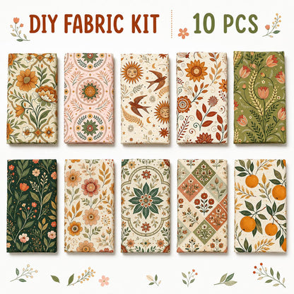 10pcs Charm Pack Set Floral Pattern 100% Polyester Patchwork in 10 Design Styles, Ready-to-Sew Without Cutting, Suitable For Patchwork Wallet Making Gift Giving Tote Bags Coasters DIY Craft Projects