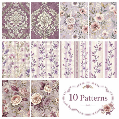 10pcs Vintage Floral Burgundy Pattern Jelly Roll Fabric Strips 2.5X19.7inch Pre-Cut 100% Polyester For Patchwork Quilts, Table Runners, Placemats, Tote Bags, Storage Pouches, Makeup Bags, Coasters, Quilt Blocks & Binding