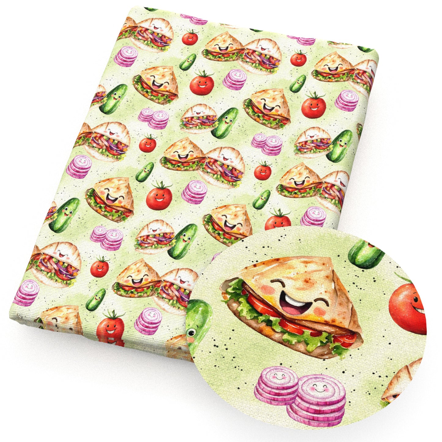 sandwich tomatoes onion cucumber fabric