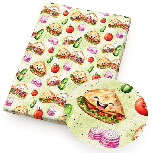 sandwich tomatoes onion cucumber fabric