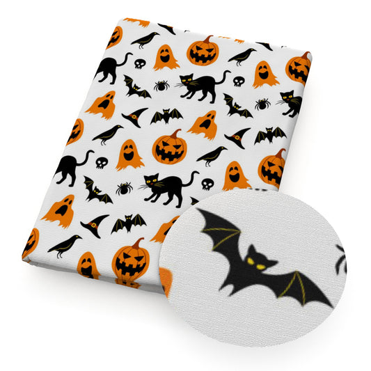 halloween cat caphat spiderspider web pumpkin skull ghost skeleton bones horror fabric