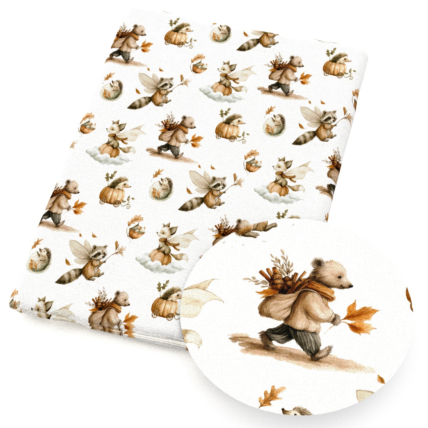 animals fallautumn fox raccoon leaf leaves tree fabric