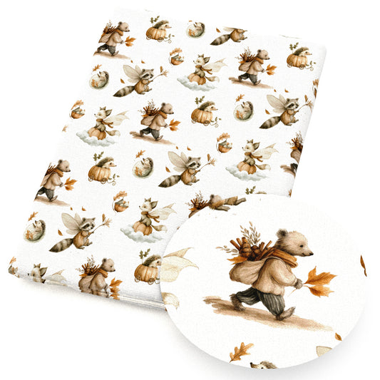 animals fallautumn fox raccoon leaf leaves tree fabric