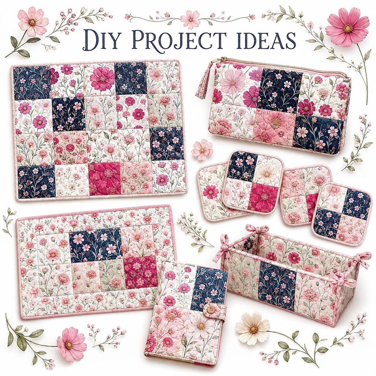 10Pc/Set Flower Series Fat Quarter Fabric, Pre-Cut Square Fabric Assort, Fabric Set, Craft Fabric, Handmade DIY Patchwork Fabric,Home Quilting Sewing Fabric, Packaging Fabric, Scrapbooking Craft Hobbyist