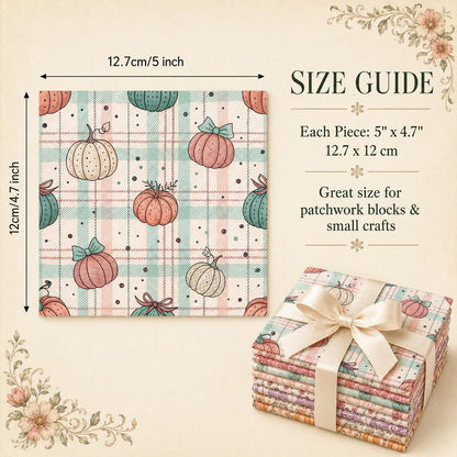10pcs Charm Pack Set Spider Pumpkin Halloween Theme Vintage Style Pattern Handmade DIY with Rich Color and Texture Elements 100% Polyester Patchwork in 10 Design Styles Suitable for Patchwork DIY Craft Projects DIY Wallet Making Gift Giving Bag Making
