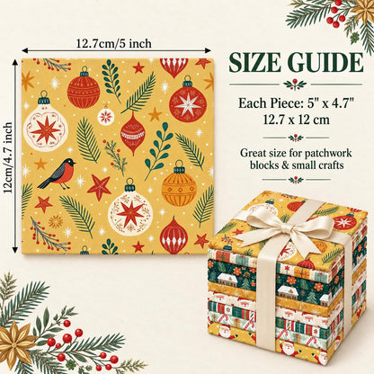 10Pc/Set Christmas Flower Deer Tree Santa Claus Crutch Series Fat Quarter Fabric, Pre-Cut Square Fabric Assort, Fabric Set, Craft Fabric, Handmade DIY Patchwork Fabric,Home Quilting Sewing Fabric, Packaging Fabric, Scrapbooking Craft Hobbyist