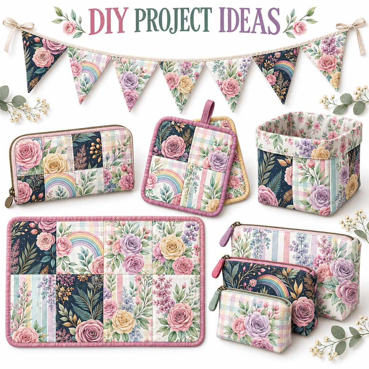 10Pc/Set Flower Plaid Series Fat Quarter Fabric, Pre-Cut Square Fabric Assort, Fabric Set, Craft Fabric, Handmade DIY Patchwork Fabric,Home Quilting Sewing Fabric, Packaging Fabric, Scrapbooking Craft Hobbyist