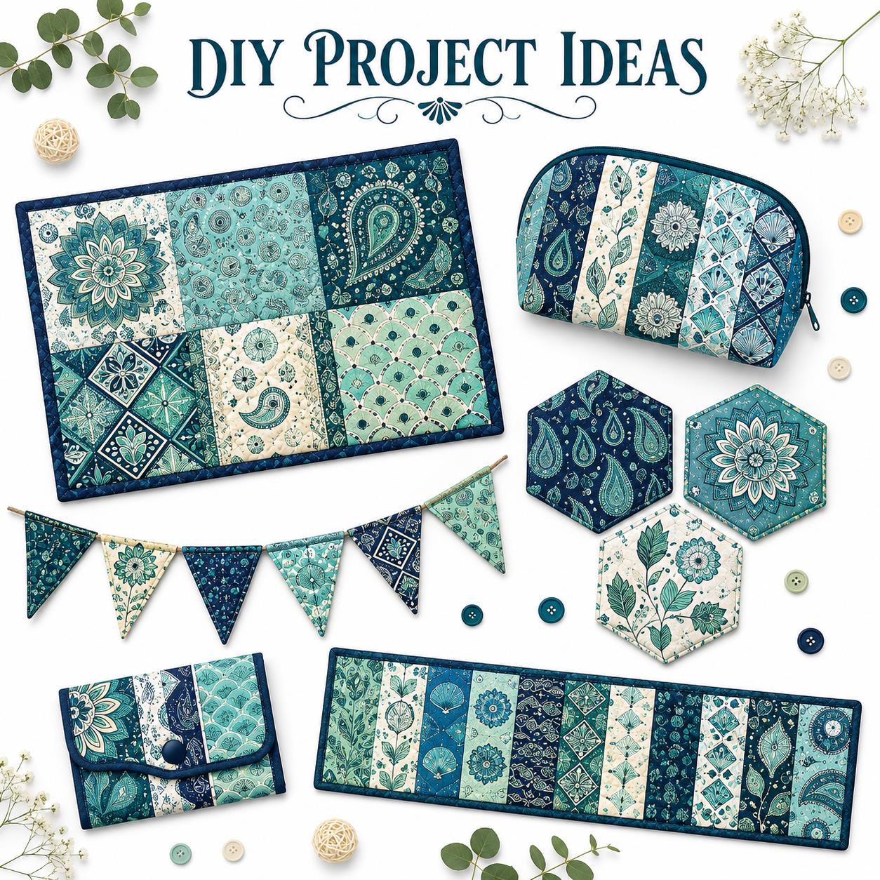 10pcs Charm Pack Set Geometric Cashew Pattern Vintage Style Pattern Handmade DIY with Rich Color and Texture Elements 100% Polyester Patchwork in 10 Design Styles Suitable for Patchwork DIY Craft Projects DIY Wallet Making Gift Giving Bag Making Mother's