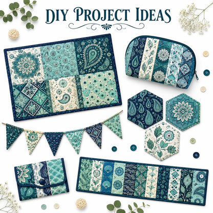 10pcs Charm Pack Set Geometric Cashew Pattern Vintage Style Pattern Handmade DIY with Rich Color and Texture Elements 100% Polyester Patchwork in 10 Design Styles Suitable for Patchwork DIY Craft Projects DIY Wallet Making Gift Giving Bag Making Mother's