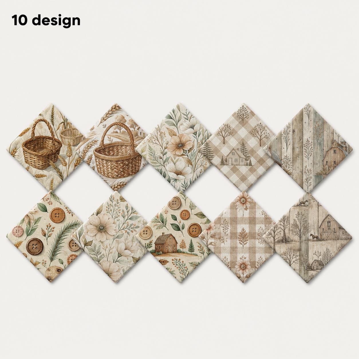 10Pc/set Plant Series Flower Plaid Horse Leaves Fat Quarter Fabric, Pre-Cut Square Fabric Assort, Fabric Set, Craft Fabric, Handmade DIY Patchwork Fabric,Home Quilting Sewing Fabric, Packaging Fabric, Scrapbooking Craft Hobbyist