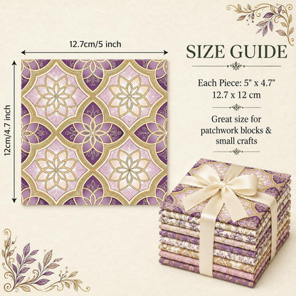 10Pc/Set Flower Purple Series Leaves Fat Quarter Fabric, Pre-Cut Square Fabric Assort, Fabric Set, Craft Fabric, Handmade DIY Patchwork Fabric,Home Quilting Sewing Fabric, Packaging Fabric, Scrapbooking Craft Hobbyist