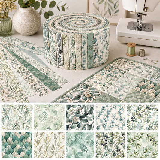 10pcs Vintage Floral Leaf Pattern Jelly Roll Fabric Strips 2.5X19.7inch Pre-Cut 100% Polyester For Patchwork Quilts, Table Runners, Placemats, Tote Bags, Storage Pouches, Makeup Bags, Coasters, Quilt Blocks & Binding