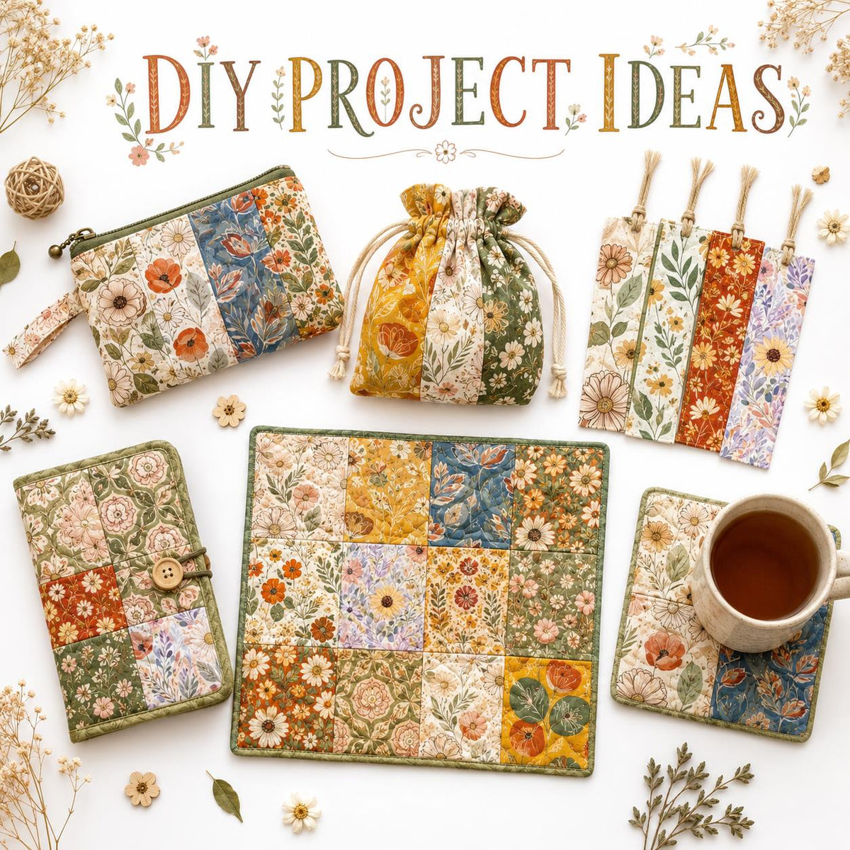 10pcs Charm Pack Set PaInt Splatter Floral Pattern 100% Polyester Patchwork in 10 Design Styles, Ready-To-Sew Without Cutting, Suitable For Patchwork Wallet Making Gift Giving Tote Bags Coasters DIY Craft Projects