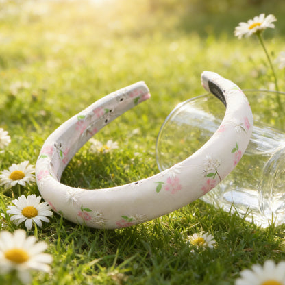 embroidery flower chiffon high cranial hairband