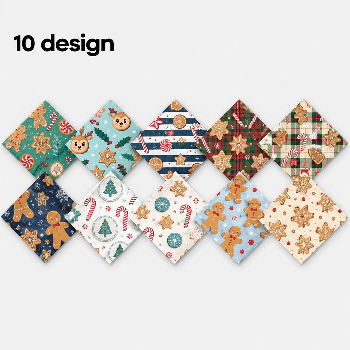 10Pc/Set Christmas Series Stripe Deer Dot Crutch Holly Tree Fat Quarter Fabric, Pre-Cut Square Fabric Assort, Fabric Set, Craft Fabric, Handmade DIY Patchwork Fabric,Home Quilting Sewing Fabric, Packaging Fabric, Scrapbooking Craft Hobbyist