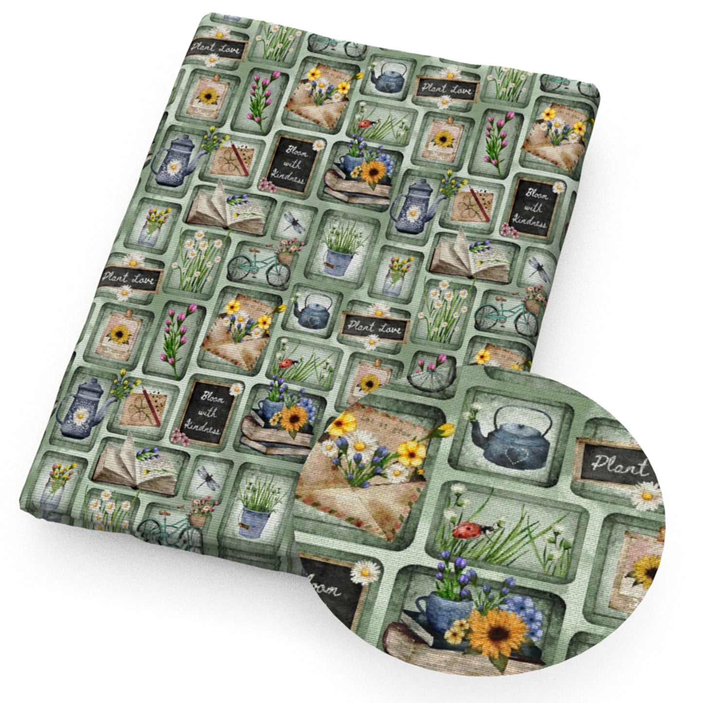 book flowerfloral bicycle plaid grid fabric